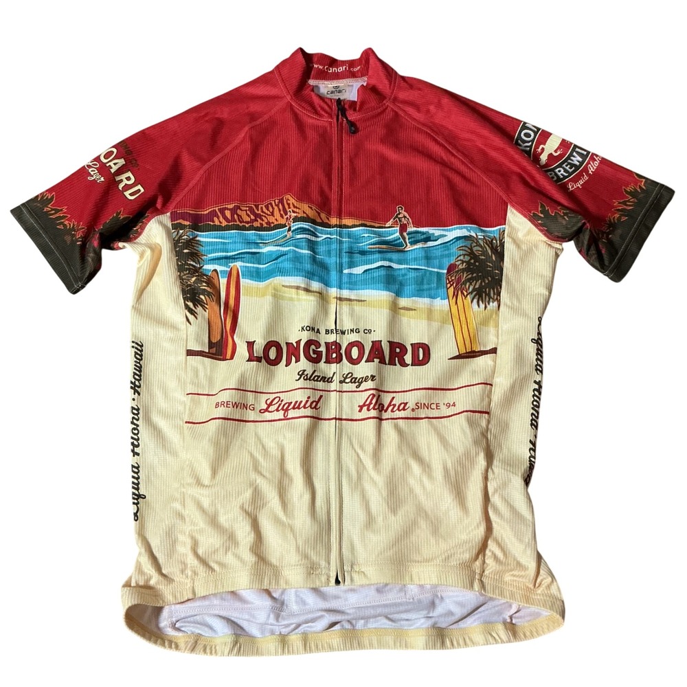 Canari Kona Brewing Co Gorpcore Longboard Island Lager Cycling Jersey Mens M Red